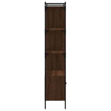 Bookcase with Doors - Brown Oak Engineered Wood | HiPo Market