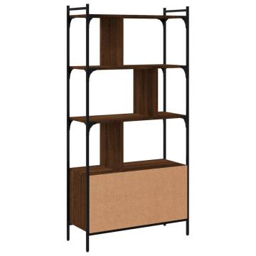 Bookcase with Doors - Brown Oak Engineered Wood | HiPo Market