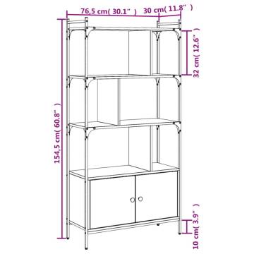 Bookcase with Doors - Brown Oak Engineered Wood | HiPo Market