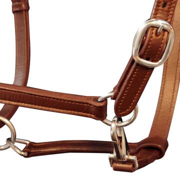 Adjustable Real Leather Headcollar - Brown Pony Halter