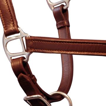 Adjustable Real Leather Headcollar - Brown Pony Halter