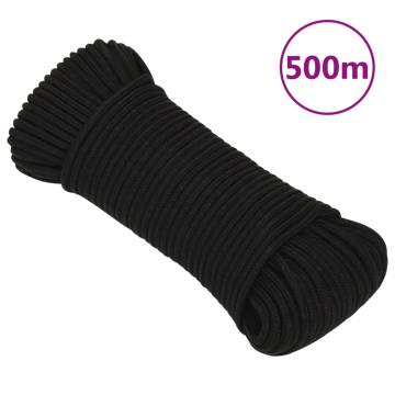 Durable 4mm Black Work Rope - 500m Polyester for Versatile Use