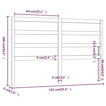 Honey Brown Solid Wood Bed Headboard - 141x4x100 cm