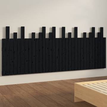 Elegant Black Wall Headboard - Solid Pine Wood 204x3x80 cm