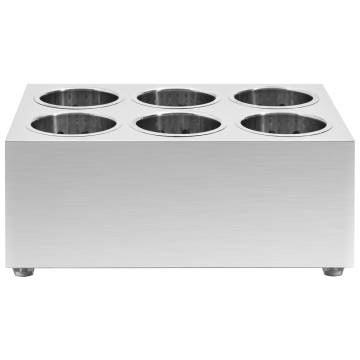 Stainless Steel Cutlery Holder - 6 Grids | Hipomarket