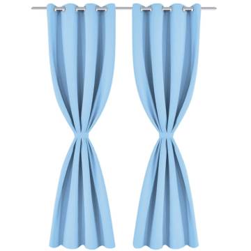 Turquoise Blackout Curtains with Metal Eyelets - 135x175 cm