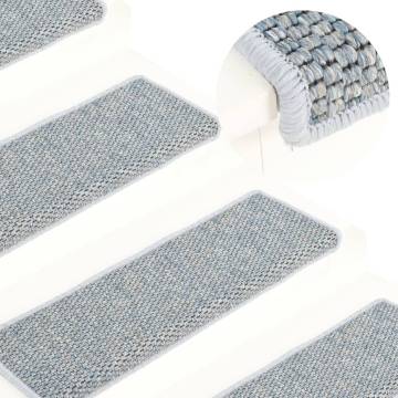 Self-Adhesive Sisal-Look Stair Mats - 15 pcs in Blue