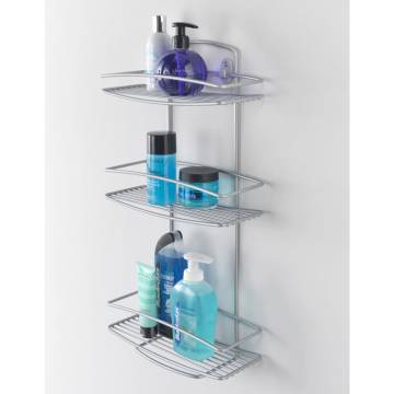 Metaltex 3-Tier Douche Rack Onda Silver - Stylish Storage Solution