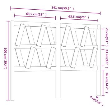 Stylish Honey Brown Solid Wood Bed Headboard | 141x4x100 cm