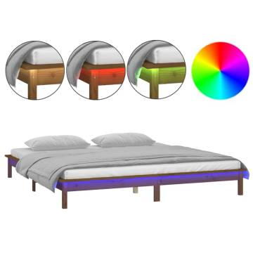 LED Bed Frame Honey Brown 150x200 cm King Size - Hipomarket