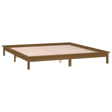 LED Bed Frame Honey Brown 150x200 cm King Size - Hipomarket