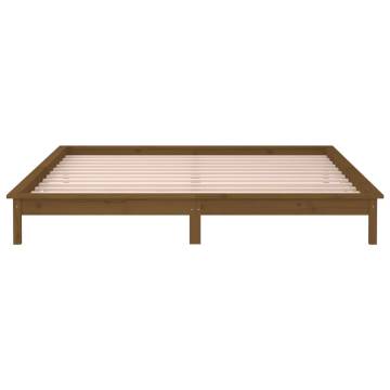 LED Bed Frame Honey Brown 150x200 cm King Size - Hipomarket