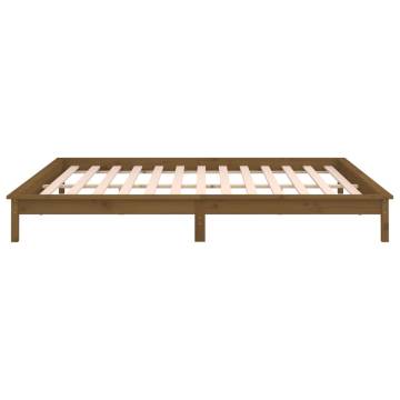 LED Bed Frame Honey Brown 150x200 cm King Size - Hipomarket