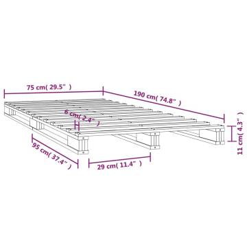 Pallet Bed White 75x190 cm - Solid Wood Pine - Hipomarket