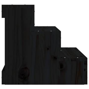 Pet Stair Black Solid Wood Pine - 40x37.5x35 cm | HipoMarket