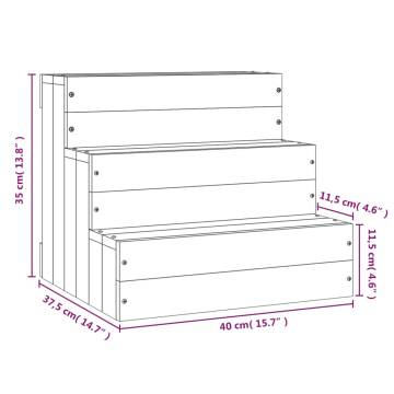 Pet Stair Black Solid Wood Pine - 40x37.5x35 cm | HipoMarket