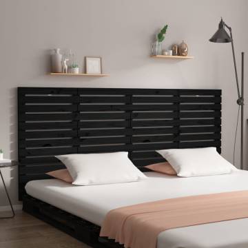 Black Wall Headboard - Solid Pine Wood 206x3x91.5 cm