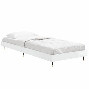 High Gloss White Bed Frame 75x190 cm | Hipomarket UK