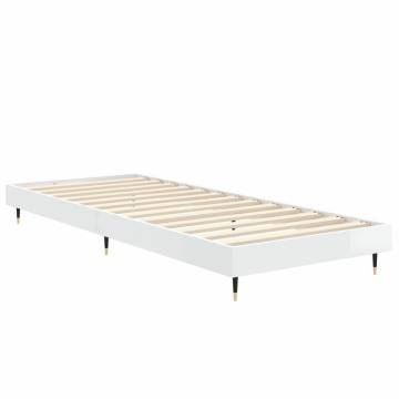 High Gloss White Bed Frame 75x190 cm | Hipomarket UK