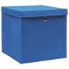 Stylish 4-Piece Blue Storage Boxes with Covers - 28x28x28 cm