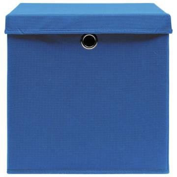 Stylish 4-Piece Blue Storage Boxes with Covers - 28x28x28 cm