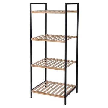 Bamboo & Steel Bathroom Storage Rack - 4 Shelves Solutions