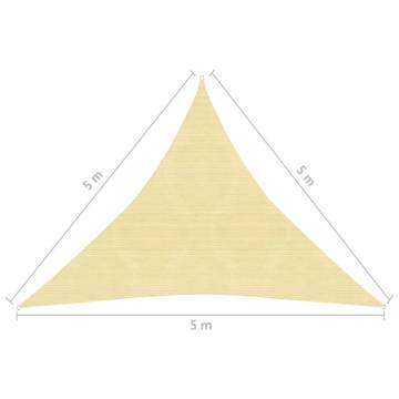 Sunshade Sail HDPE Triangular 5x5m Beige - Quality Outdoor Shade