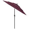 3-Tier Bordeaux Red Parasol with Aluminium Pole | HipoMarket