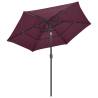 3-Tier Bordeaux Red Parasol with Aluminium Pole | HipoMarket