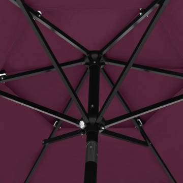 3-Tier Bordeaux Red Parasol with Aluminium Pole | HipoMarket