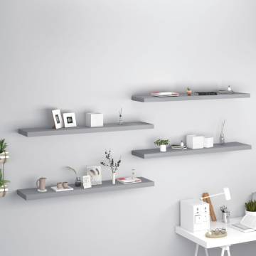 Stylish Floating Wall Shelves - 4 pcs Grey - 120x23.5 cm