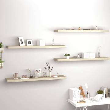 Floating Wall Shelves - 4 pcs Oak | Stylish MDF Display Rack