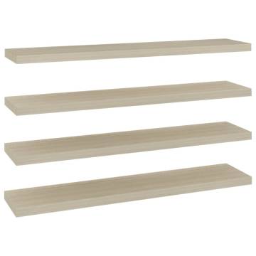 Floating Wall Shelves - 4 pcs Oak | Stylish MDF Display Rack