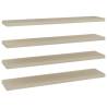 Floating Wall Shelves - 4 pcs Oak | Stylish MDF Display Rack