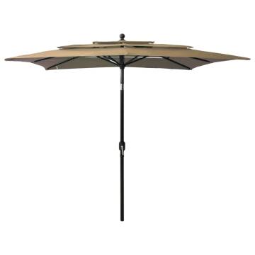 3-Tier Taupe Parasol with Aluminium Pole - 2.5x2.5m