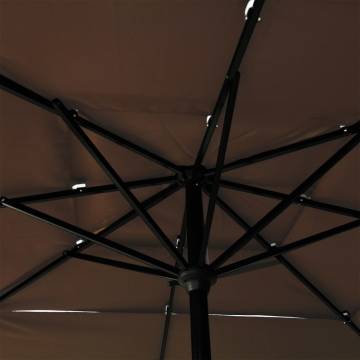 3-Tier Taupe Parasol with Aluminium Pole - 2.5x2.5m