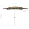 3-Tier Taupe Parasol with Aluminium Pole - 2.5x2.5m