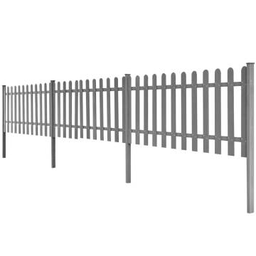 Durable Picket Fence with Posts - 3 PCS WPC Panels - 600x60 cm