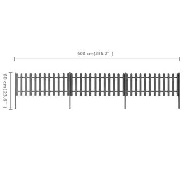 Durable Picket Fence with Posts - 3 PCS WPC Panels - 600x60 cm