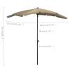 Garden Parasol with Pole 200x130 cm - Taupe Shade Solution