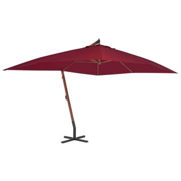 Cantilever Umbrella with Wooden Pole 400x300 cm - Bordeaux Red