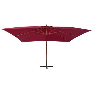 Cantilever Umbrella with Wooden Pole 400x300 cm - Bordeaux Red