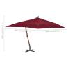 Cantilever Umbrella with Wooden Pole 400x300 cm - Bordeaux Red