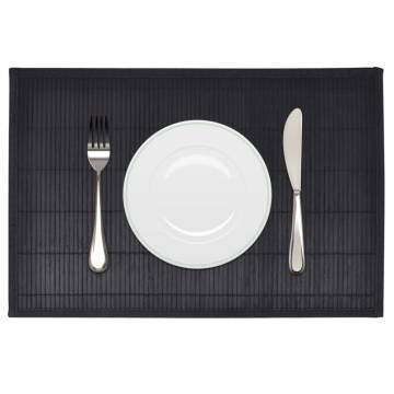 Elegant 6 Black Bamboo Placemats - 30 x 45 cm | HiPo Market