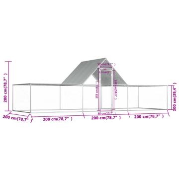 Spacious 6x2x2m Galvanised Steel Chicken Coop | HipoMarket