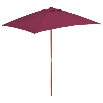 Outdoor Parasol with Wooden Pole - Bordeaux Red 150x200 cm