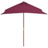 Outdoor Parasol with Wooden Pole - Bordeaux Red 150x200 cm