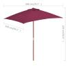 Outdoor Parasol with Wooden Pole - Bordeaux Red 150x200 cm