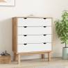 Drawer Cabinet OTTA Brown&White 76.5x39.5x90cm Solid Wood Pine Colour brown and white Quantity in Package 1 