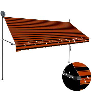 Manual Retractable Awning with LED - 300 cm Orange & Brown